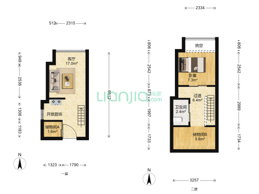 景瑞时光里 1室1厅1卫 33平方