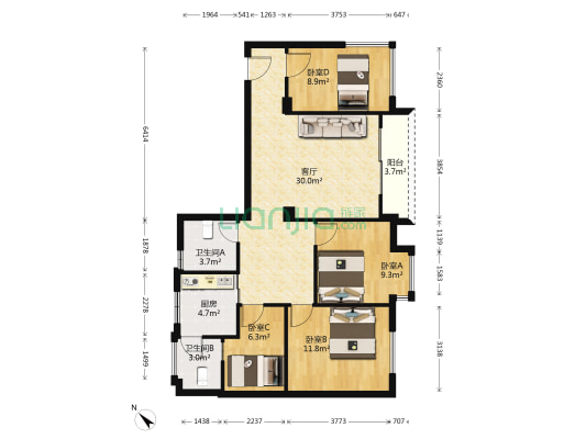 德兴启盛阁 4室1厅2卫 94平方