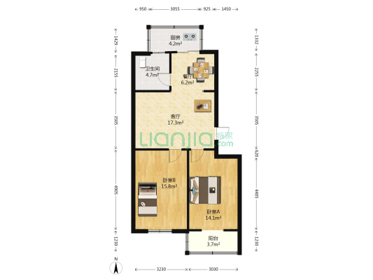 太化硫酸厂宿舍 2室2厅1卫 81平方