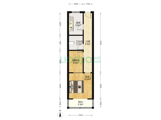 34中市场街 1室0厅1卫 50平方