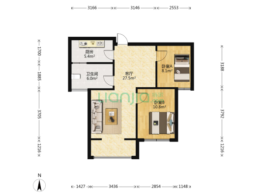 金桂園 2室1厅1卫 74平方