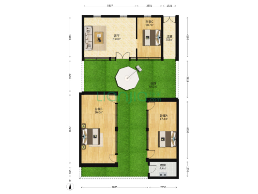 双寺胡同 3室1厅0卫 117平方