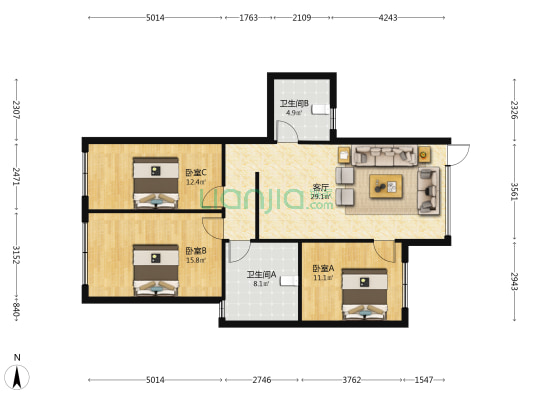 交通巷5号 3室1厅2卫 101平方