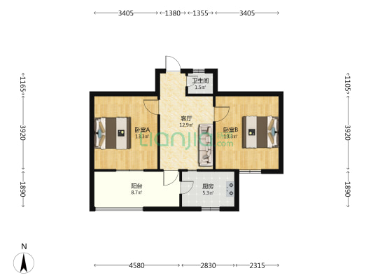 面粉厂家属院 2室1厅1卫 52平方
