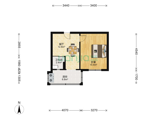 电力三小区 1室1厅1卫 45平方