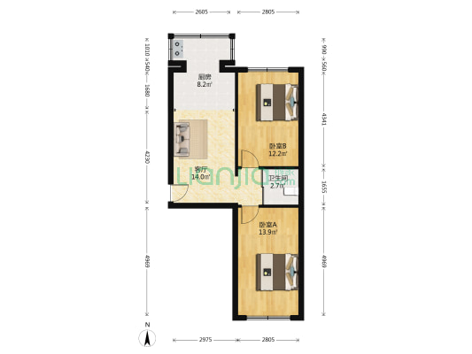 万鑫花园南区 2室1厅1卫 66平方