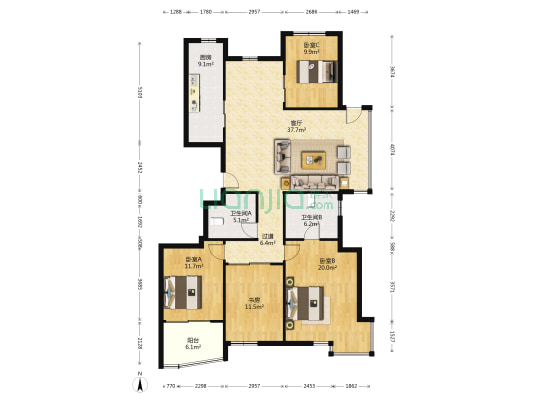 锦盛蝶庄 4室1厅2卫 160平方