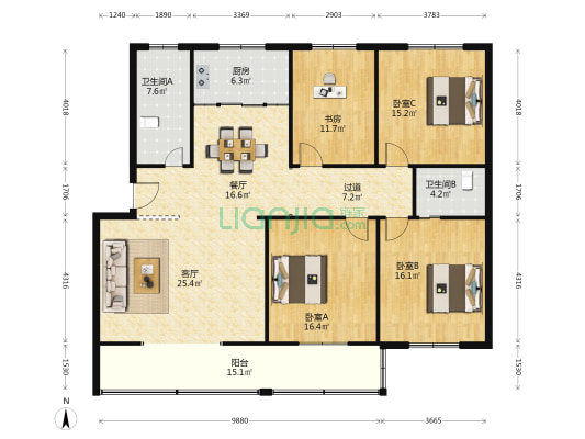 界树坊 4室2厅2卫 165平方