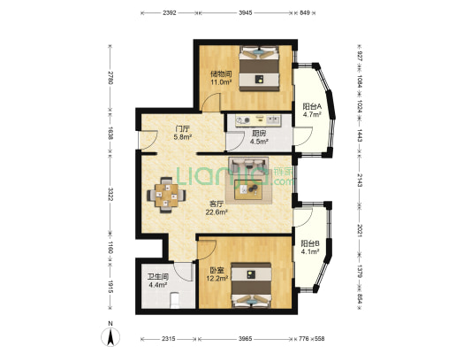 观景里 1室1厅1卫 95平方