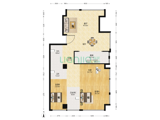 龙湖·天曜 3室1厅3卫 220平方