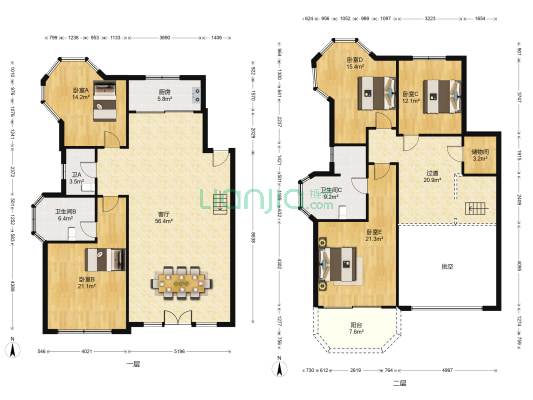 大自然家园一期 5室1厅3卫 251平方