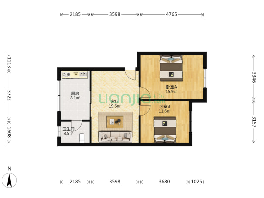南正街74号 2室1厅1卫 72平方