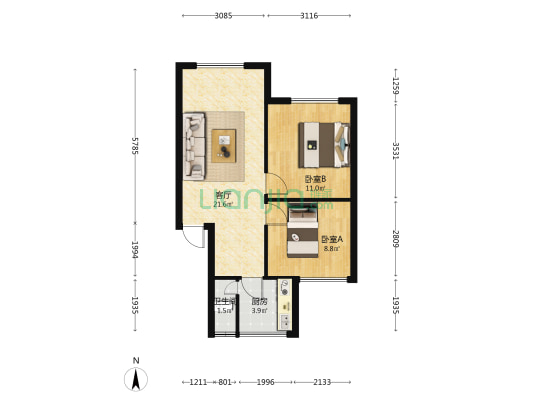 台子巷5号 2室1厅1卫 49平方