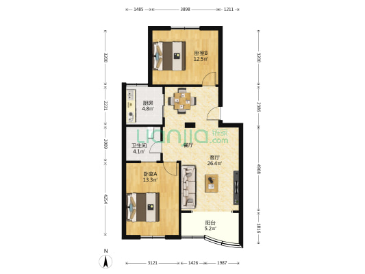 康沁苑 2室1厅1卫 83平方