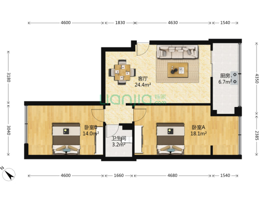 澄江街4号 2室1厅1卫 79平方