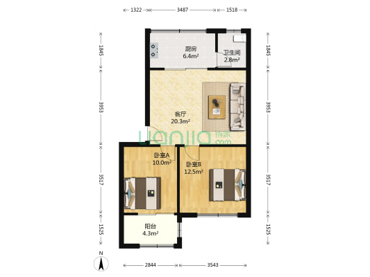 红林 2室1厅1卫 63平方