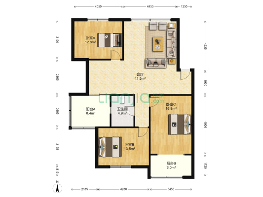中国水利水电第七工程局基础工程分局生活区 3室1厅1卫 133平方