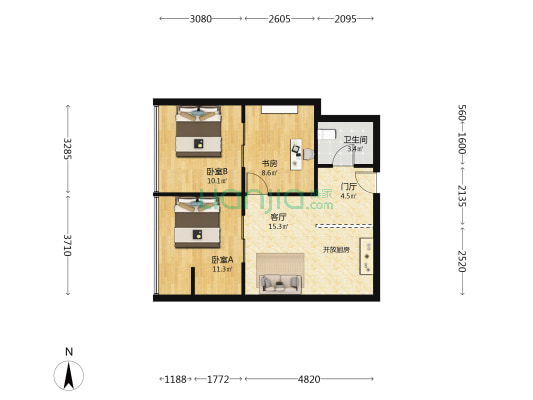 林顿大厦 3室1厅1卫 90平方