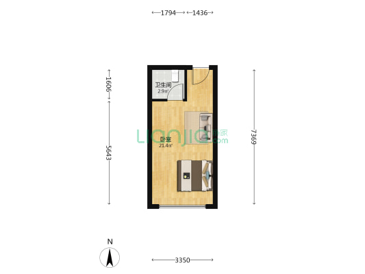 中山大厦 1室0厅1卫 38平方