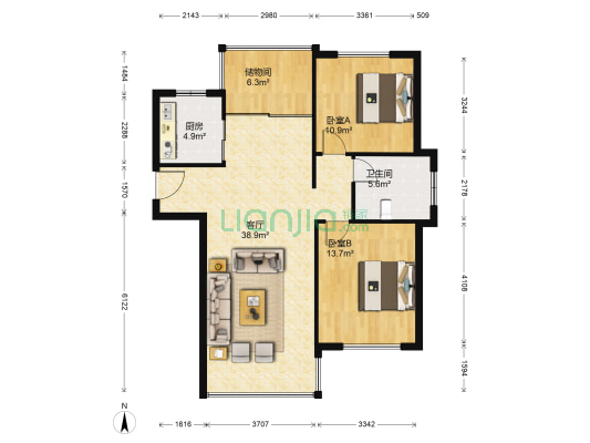 运达诺维溪谷四期 2室1厅1卫 97平方