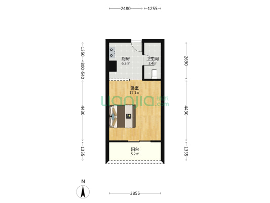 新金桥假日公寓 1室0厅1卫 50平方