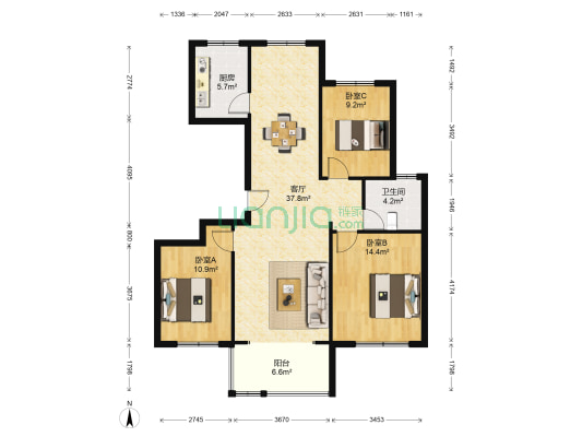 前溪锦苑 3室1厅1卫 129平方