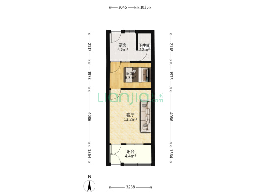 福利新村 1室1厅1卫 35平方