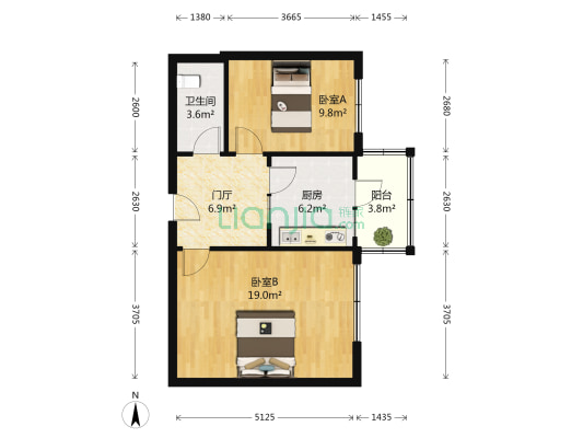 复华小区北区 2室0厅1卫 58平方