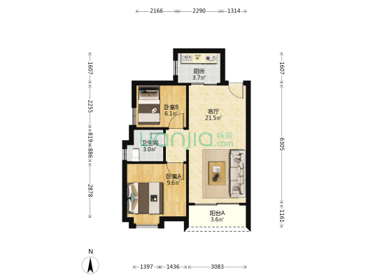 凤秀家园 2室1厅1卫 70平方