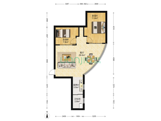 经发大道290号 2室1厅1卫 82平方