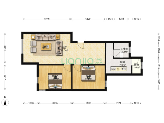 耀华佳苑 2室1厅1卫 90平方