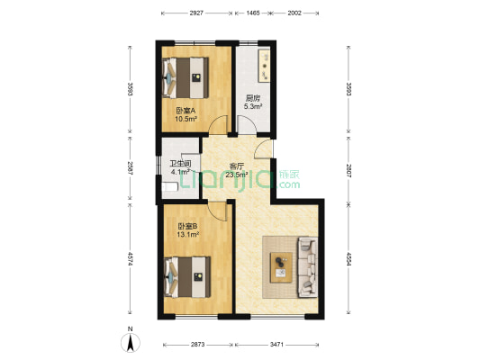 龙江苑 2室1厅1卫 95平方
