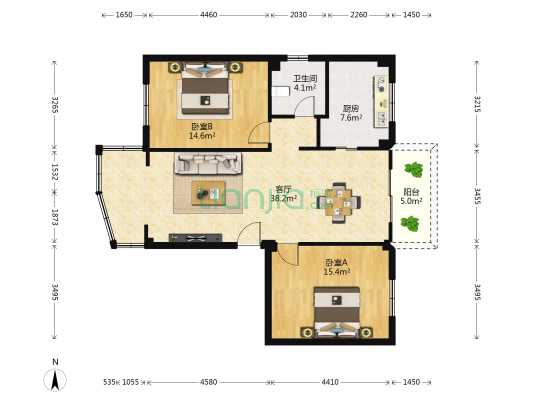 武阳中路33号 2室1厅1卫 88平方