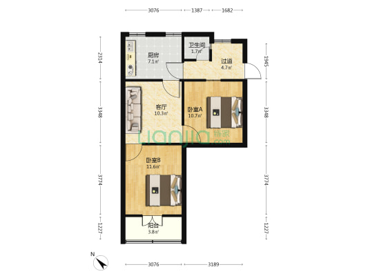 武焦宿舍 2室1厅1卫 63平方
