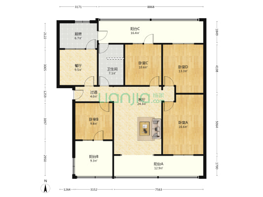 万春路269号 4室2厅1卫 146平方