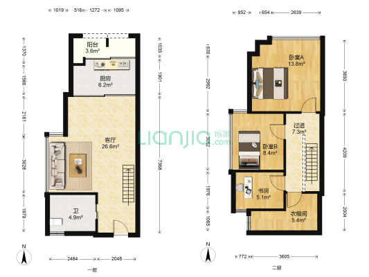 翡翠湾 3室1厅1卫 47平方