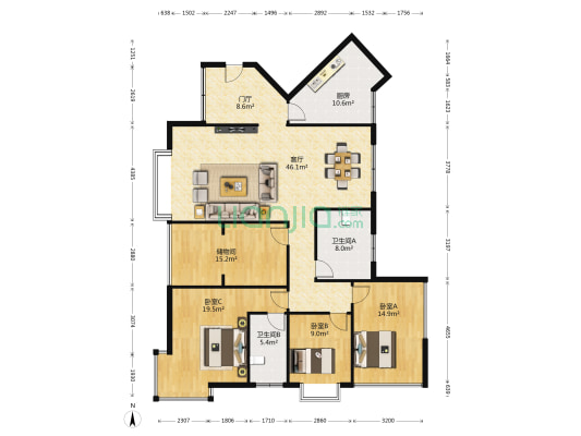 高速路政管理所宿舍 3室1厅2卫 143平方