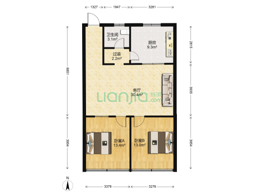 交运家属院 2室1厅1卫 100平方