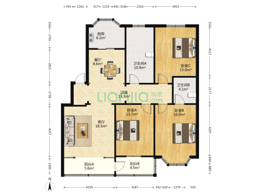 洪都苑 3室2厅2卫 145平方