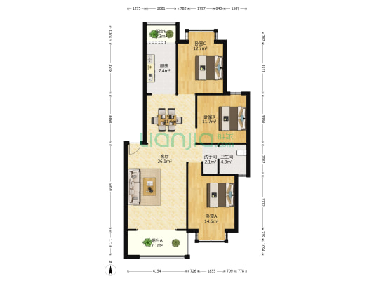 鑫科惠风园小区 3室2厅2卫 111平方