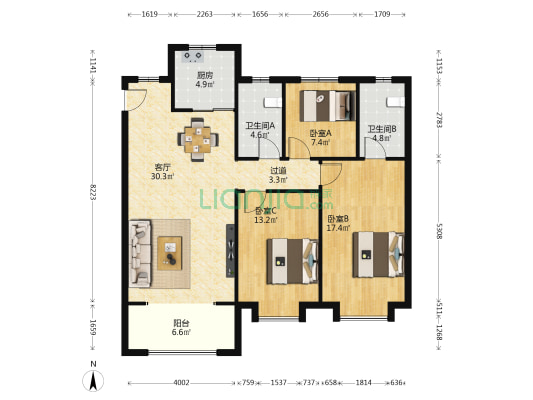 苏宁雲著 3室1厅2卫 129平方