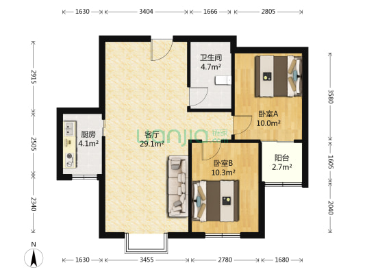 佳通苑小区 2室1厅1卫 96平方