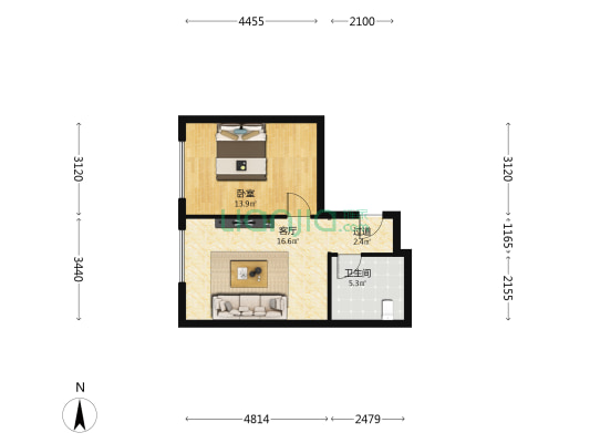 海信国际中心 1室1厅1卫 75平方