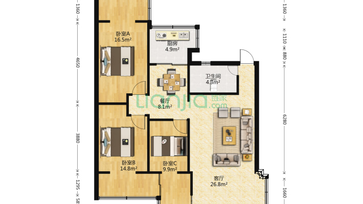 云南省地矿综合经营公司宿舍二手房实景图