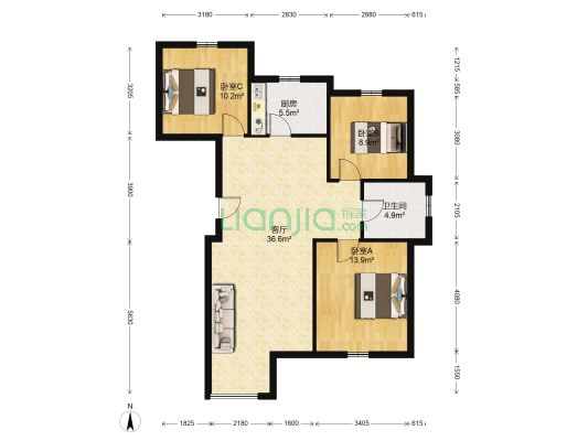 泰盈七里香堤 3室1厅1卫 114平方