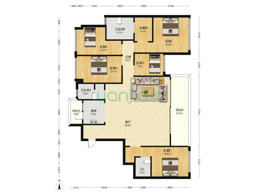 融创·九璟湾 5室1厅3卫 190平方