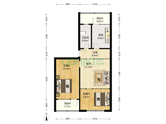 九水路132、158、172号 2室1厅1卫 74平方