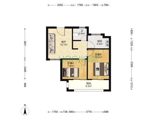 堇悦雅庭 2室1厅1卫 66平方