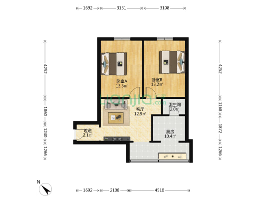 武侯祠大街26号 2室1厅1卫 60平方