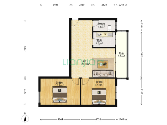 世发名居 2室1厅1卫 79平方